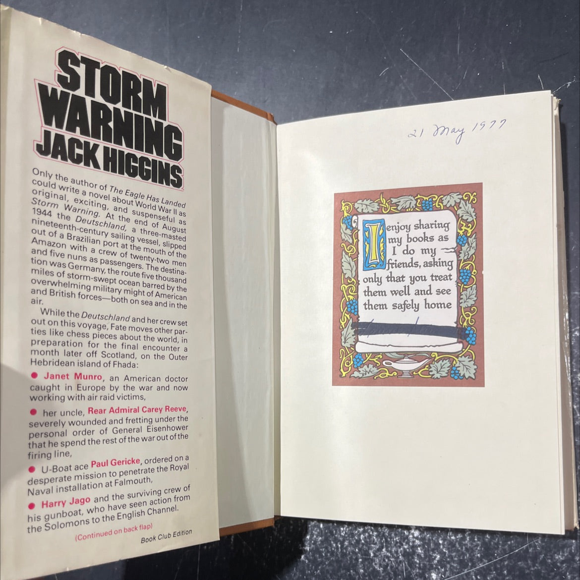 storm warning book, by jack higgins, 1976 Hardcover image 4