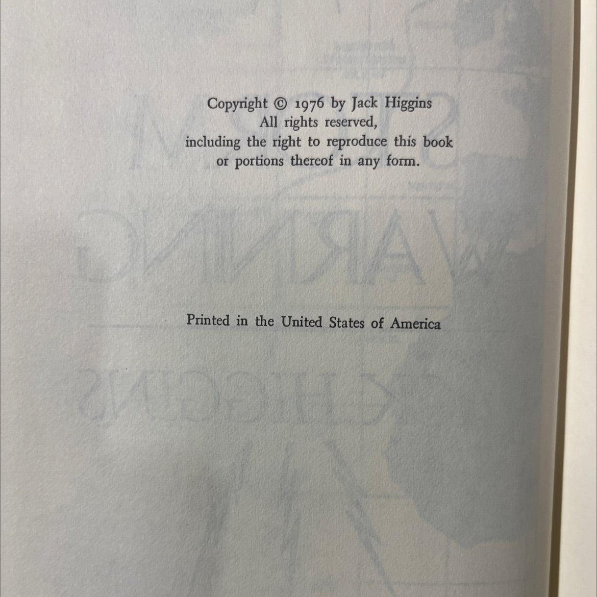 storm warning book, by jack higgins, 1976 Hardcover image 3