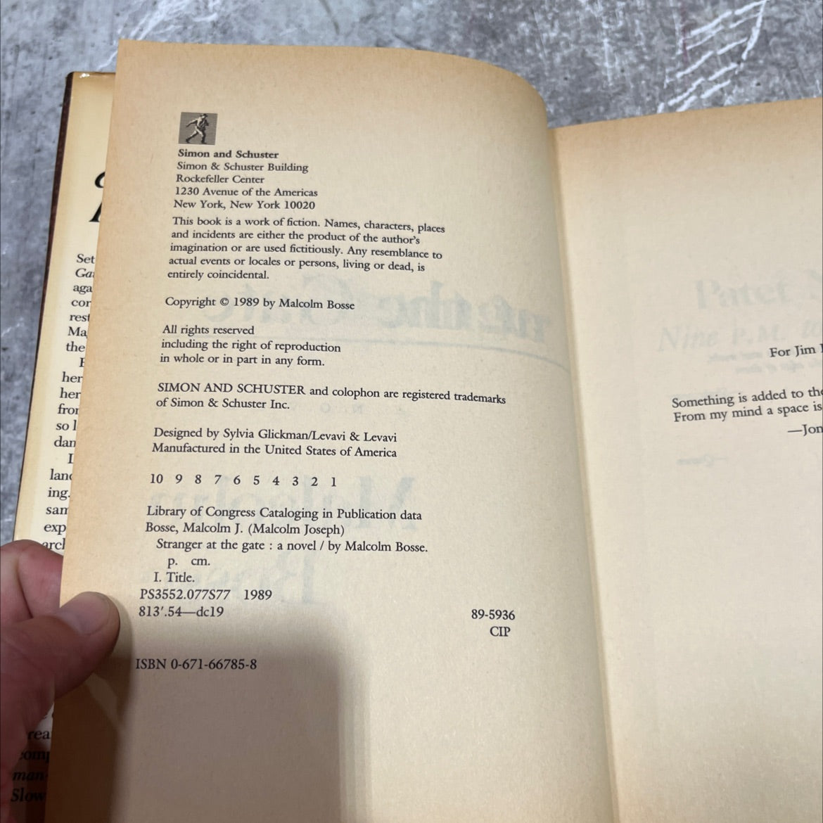 stranger at the gate book, by Malcolm Bosse, 1989 Hardcover image 3