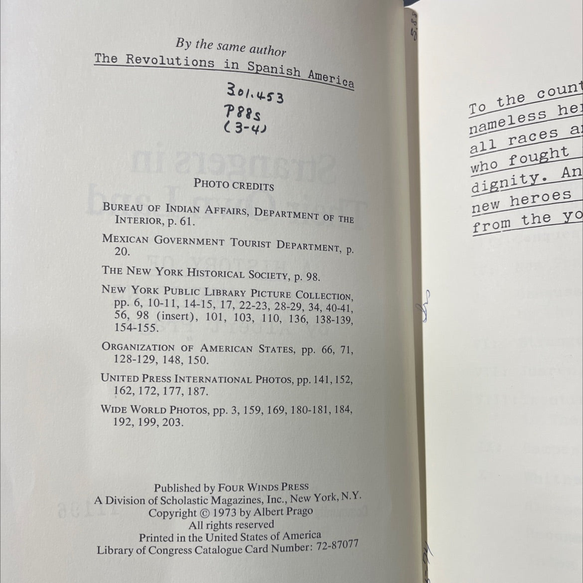 strangers in their own land book, by Albert Prago, 1973 Hardcover image 3