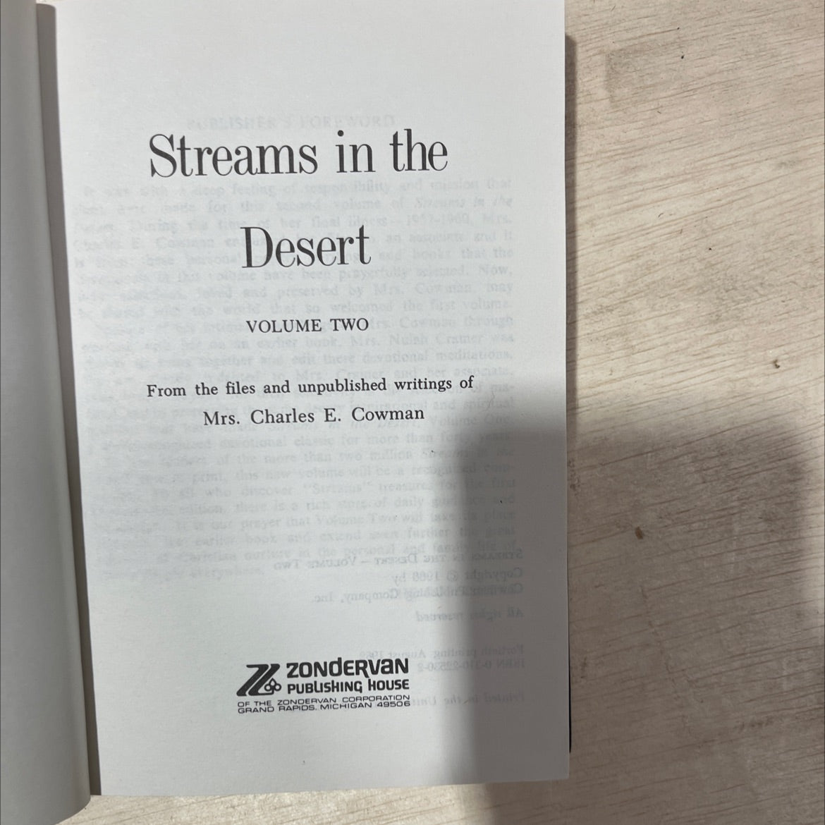 streams in the desert - volume two book, by charles e. cowman, 1982 Hardcover image 2