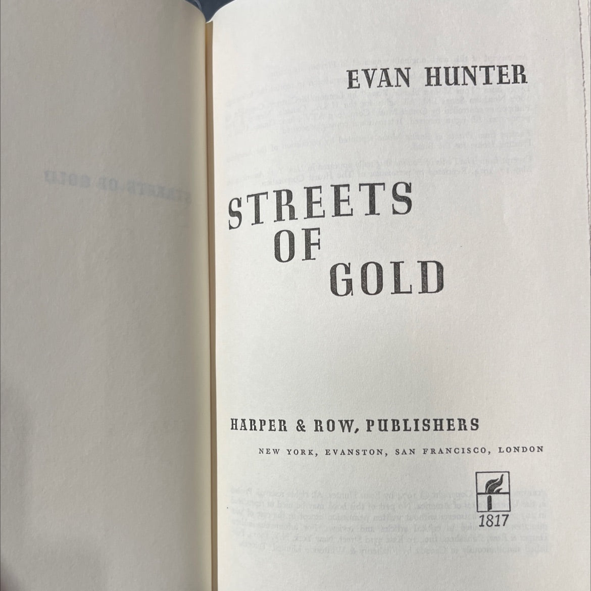 streets of gold book, by evan hunter, 1974 Hardcover image 2