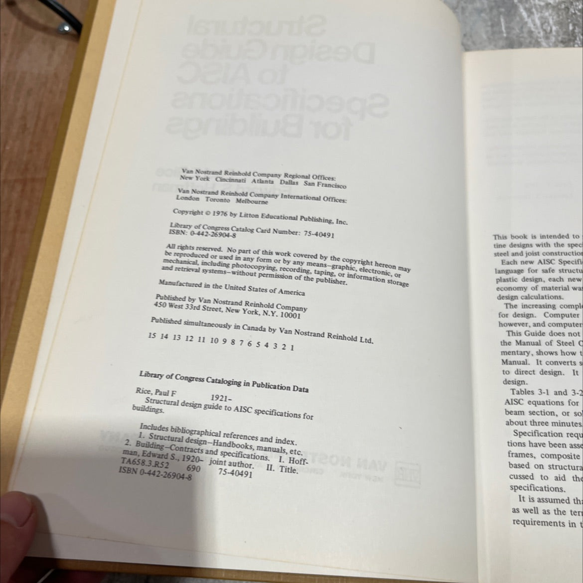 structural design guide to aisc specifications for buildings book, by Paul F. Rice, Edward S. Hoffman, 1976 Hardcover image 3