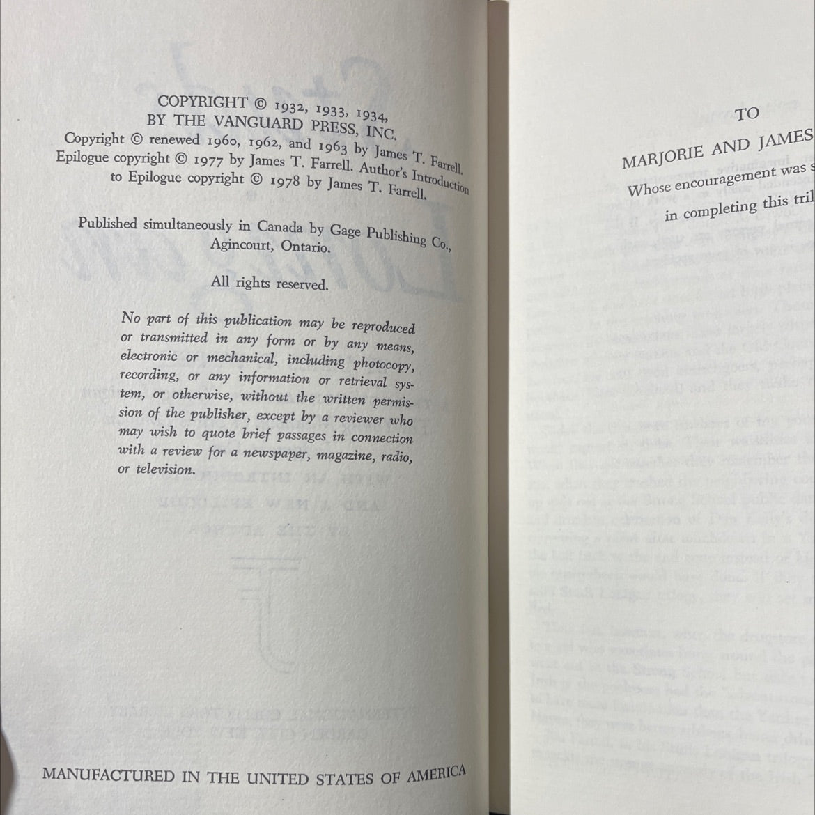 studs lonigan book, by james t. farrell, 1977 Hardcover image 3