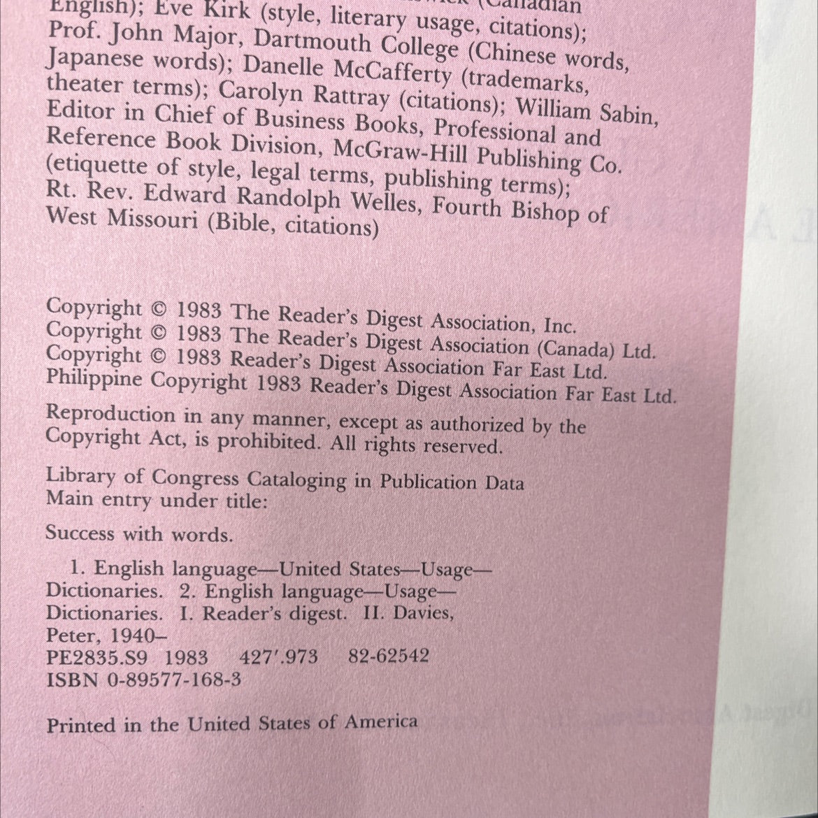 success with words a guide to the american language book, by Reader's Digest, 1983 Hardcover image 3