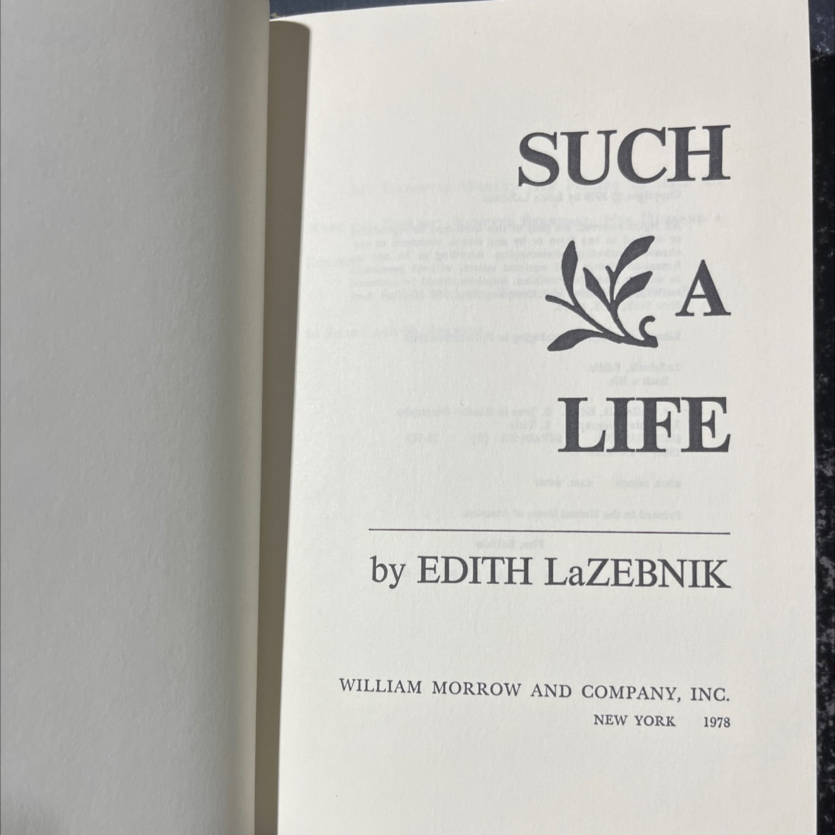 such a life book, by edith lazebnik, 1978 Hardcover image 2