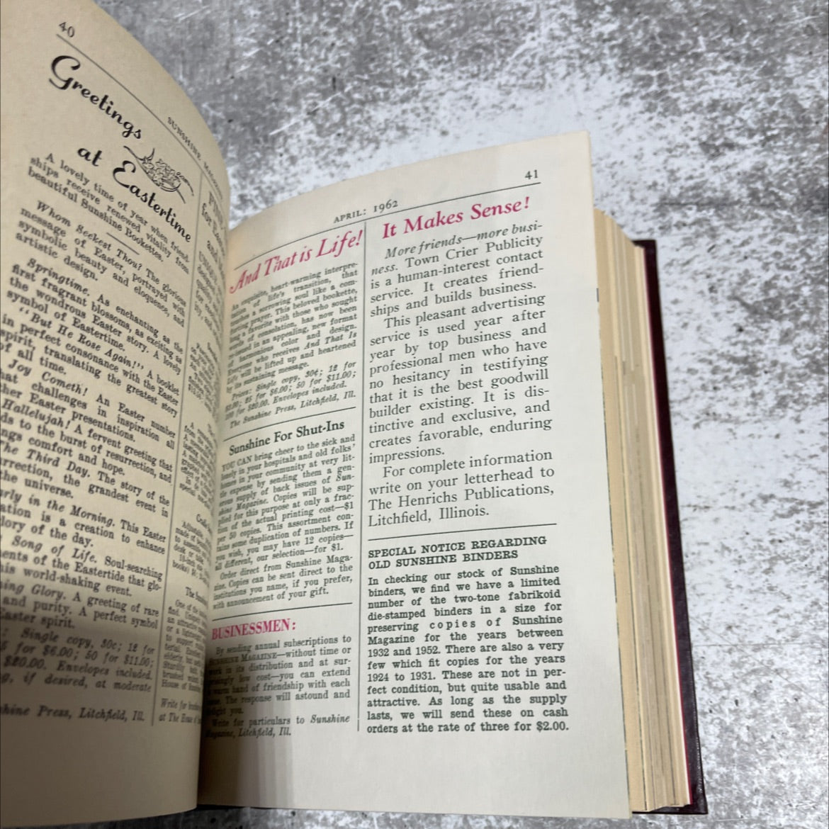 sunshine magazine index for volume 39, 1962 book, by unknown, 1962 Hardcover image 3