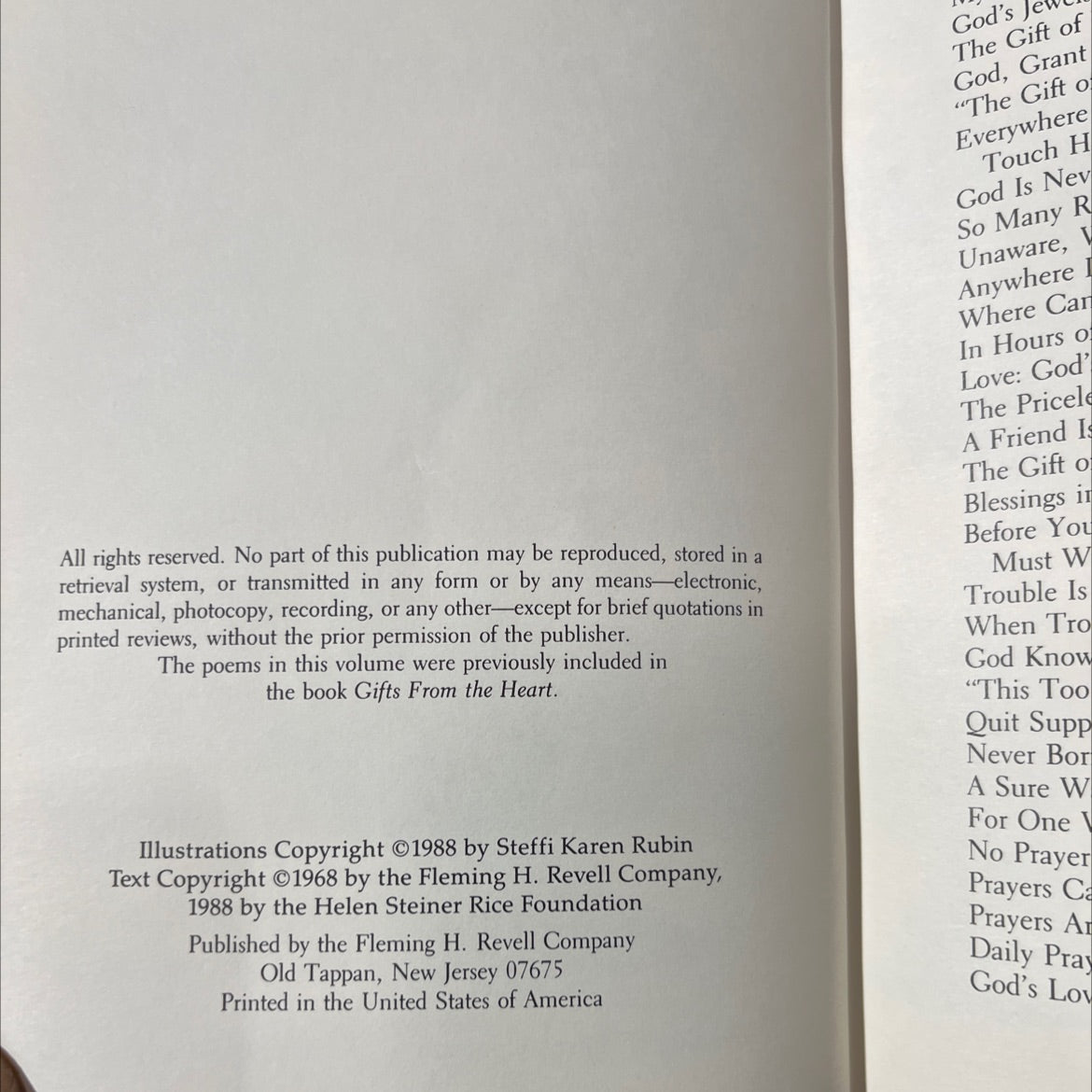 sunshine of joy book, by helen steiner rice, 1988 Hardcover image 3