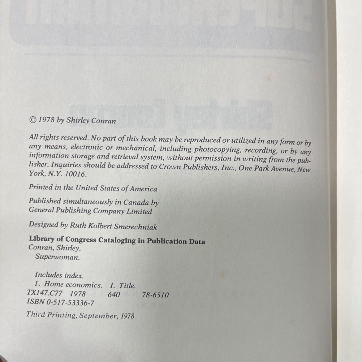 superwoman book, by Shirley Conran, 1978 Hardcover image 3