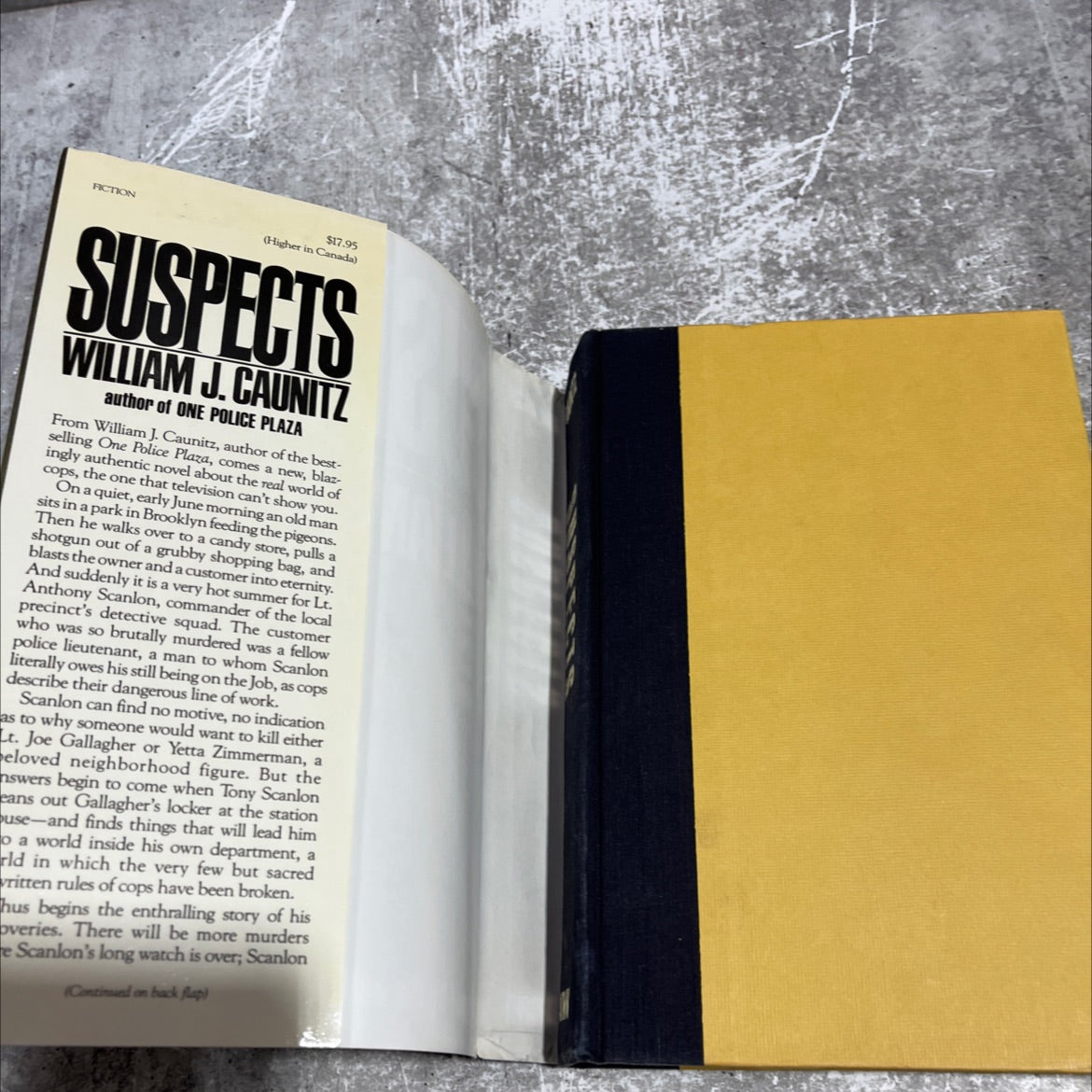 suspects book, by William J. Caunitz, 1986 Hardcover image 4