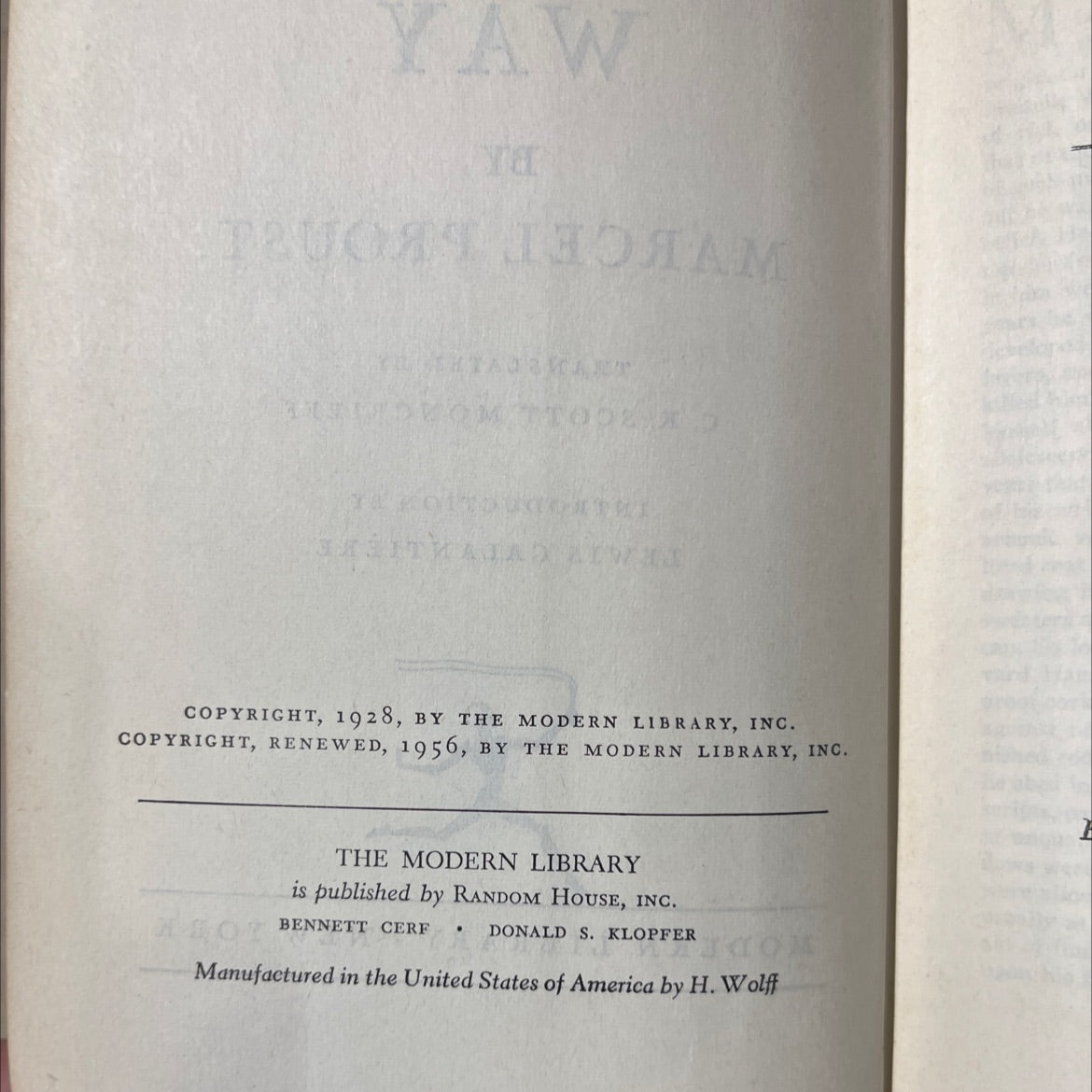 swann's way book, by marcel proust, 1956 Hardcover image 3