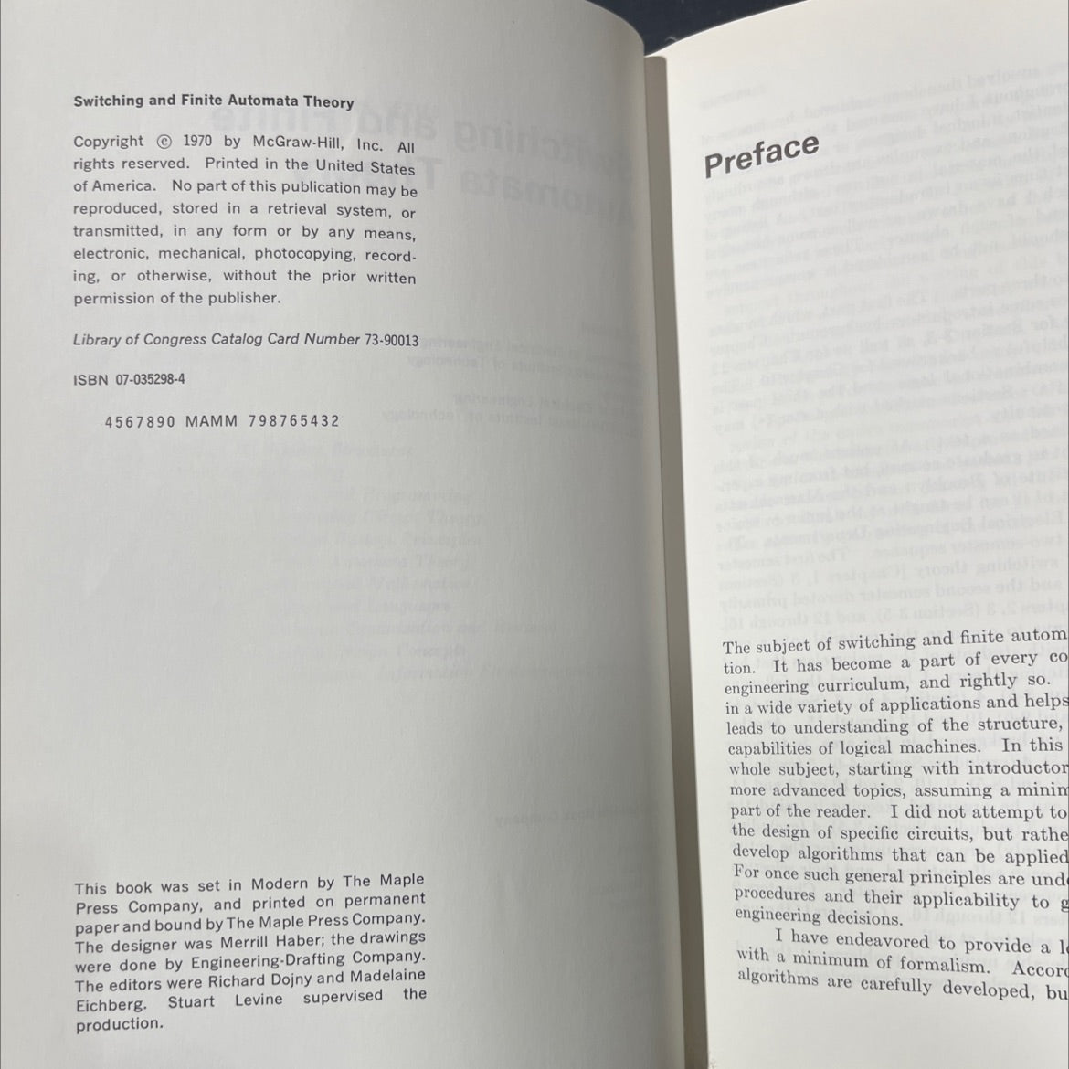 switching and finite automata theory book, by Zvi Kohavi, 1970 Hardcover image 3