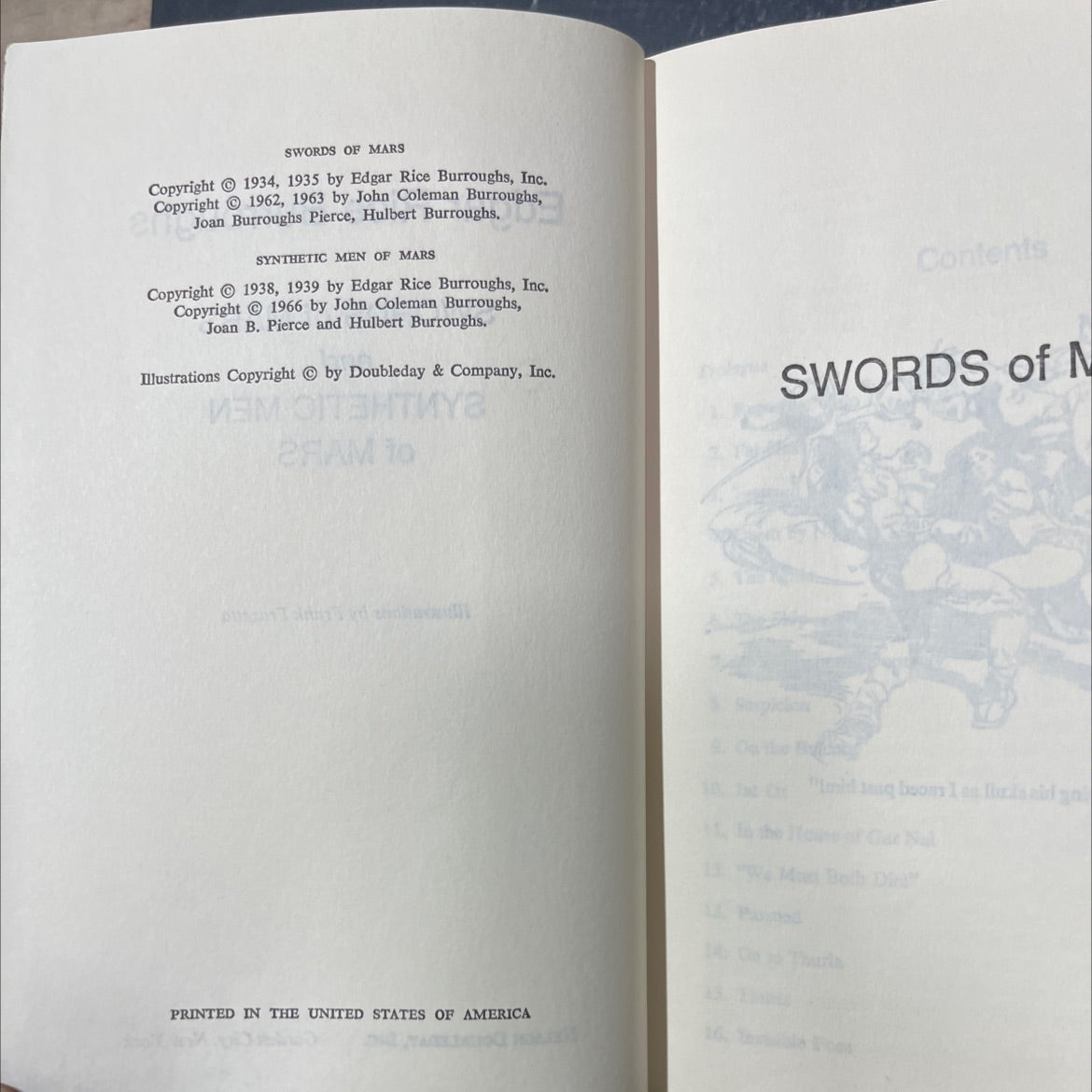 swords of mars and synthetic men of mars book, by edgar rice burroughs, 1966 Hardcover image 3