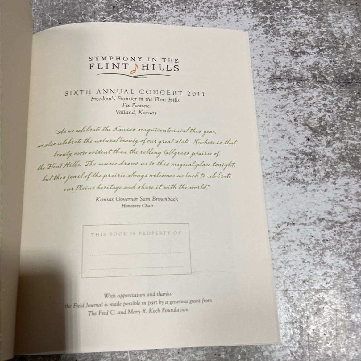 symphony in the flint hills sixth annual concert 2011 book, by unknown, 2011 Paperback image 2