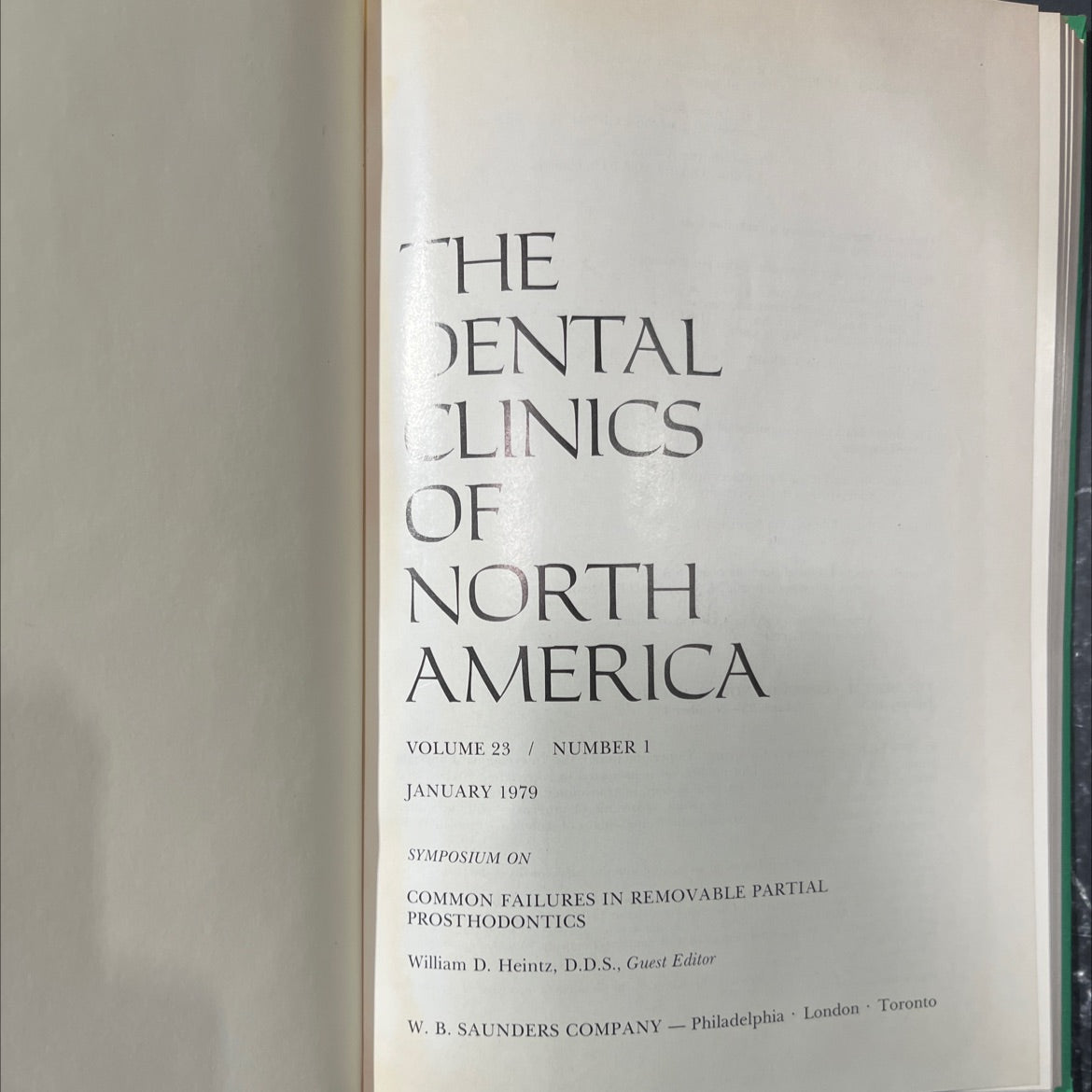 symposium on common failures in removable partial prosthodontics book, by William D. Heintz, D.D.S., 1979 Hardcover image 2