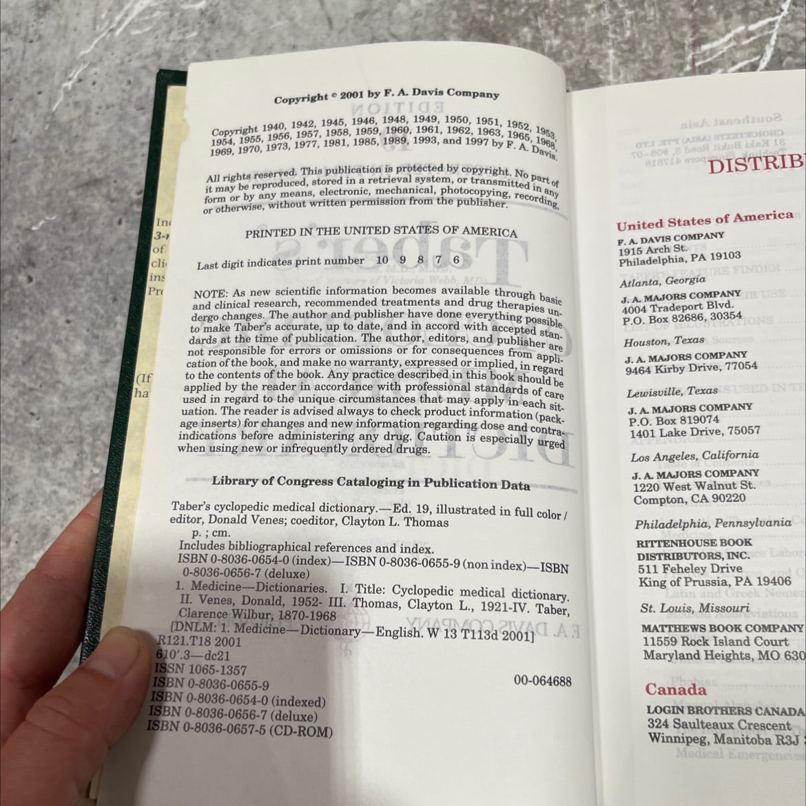 taber's cyclopedic medical dictionary book, by donald venes, clayton l. thomas, 2001 Hardcover image 3