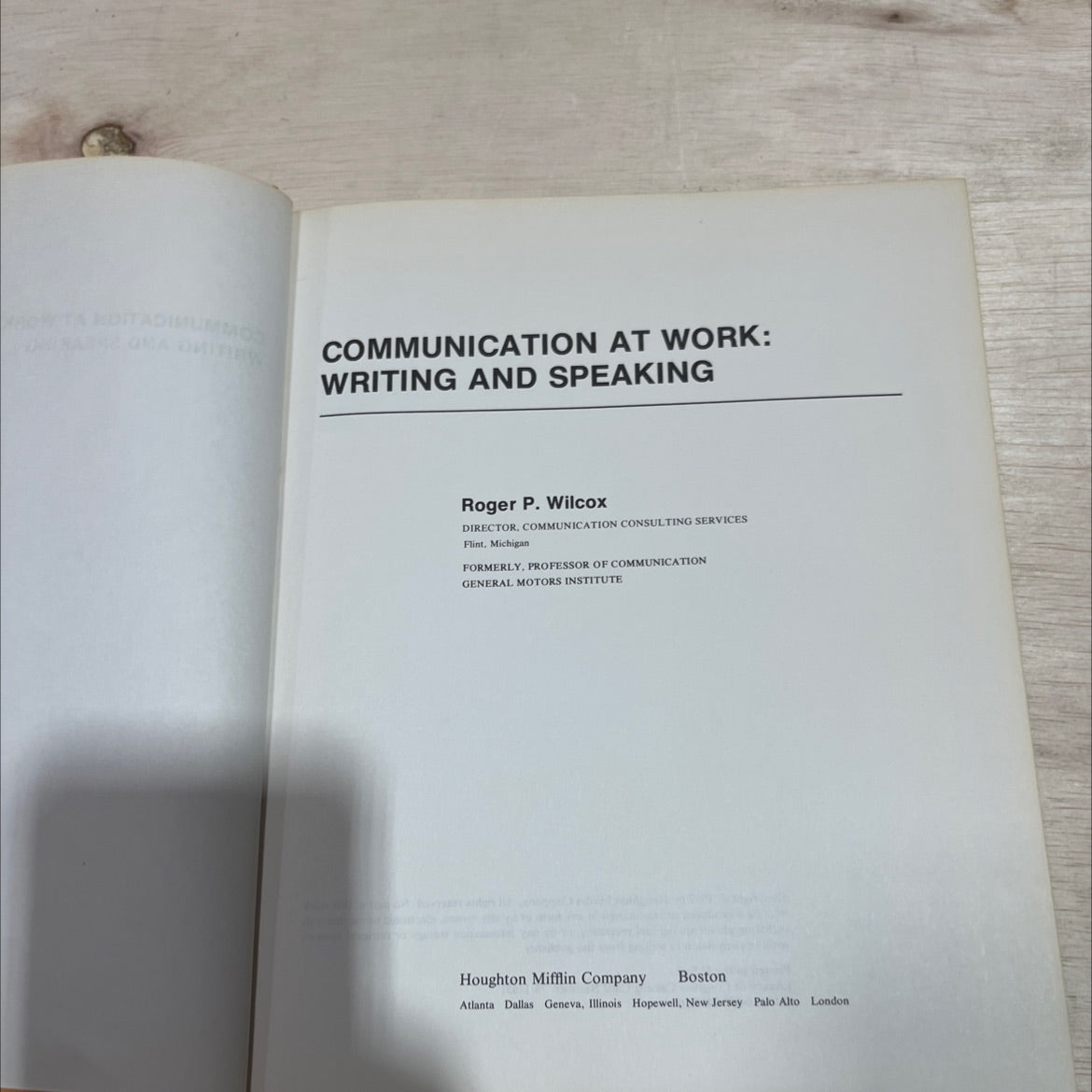 tadimummos communication at work: writing and speaking book, by Roger P. Wilcox, 1977 Hardcover image 2