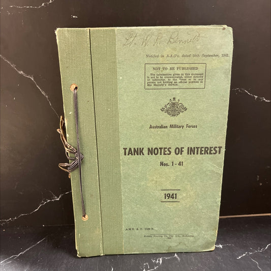 tank notes of interest nos. 1-41 book, by st. w. r. bennell, 1941 Hardcover image 1