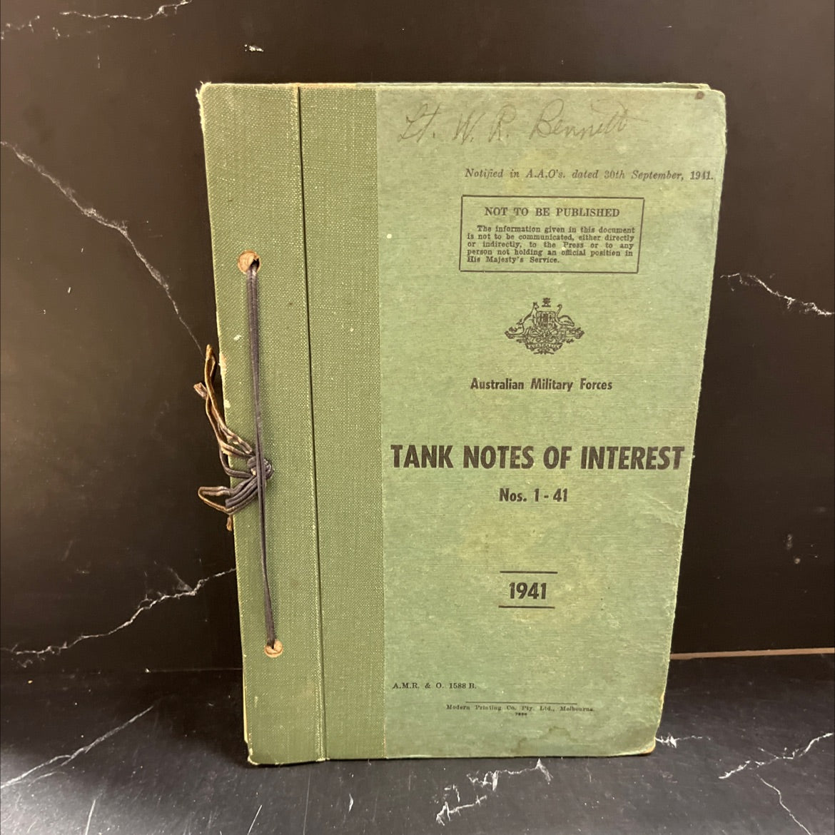 tank notes of interest nos. 1-41 book, by st. w. r. bennell, 1941 Hardcover image 2