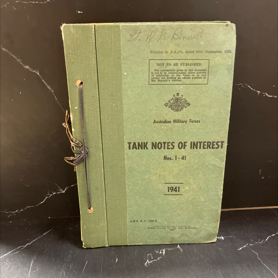 tank notes of interest nos. 1-41 book, by st. w. r. bennell, 1941 Hardcover image 3