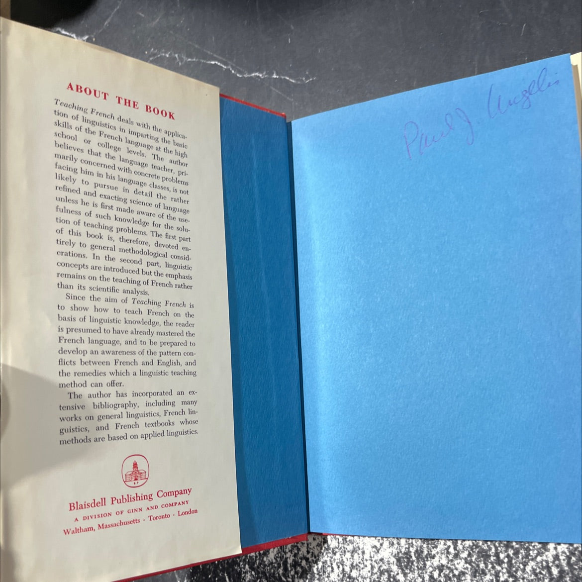 teaching french an introduction to applied linguistics book, by robert l. politzer, 1965 Hardcover image 4