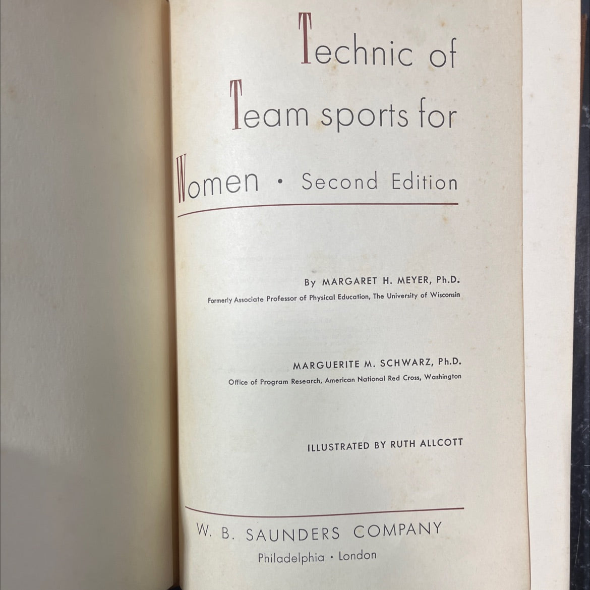 technic of team sports for women book, by margaret h. meyer, ph.d., marguerite m. schwarz, ph.d., 1953 Hardcover image 2