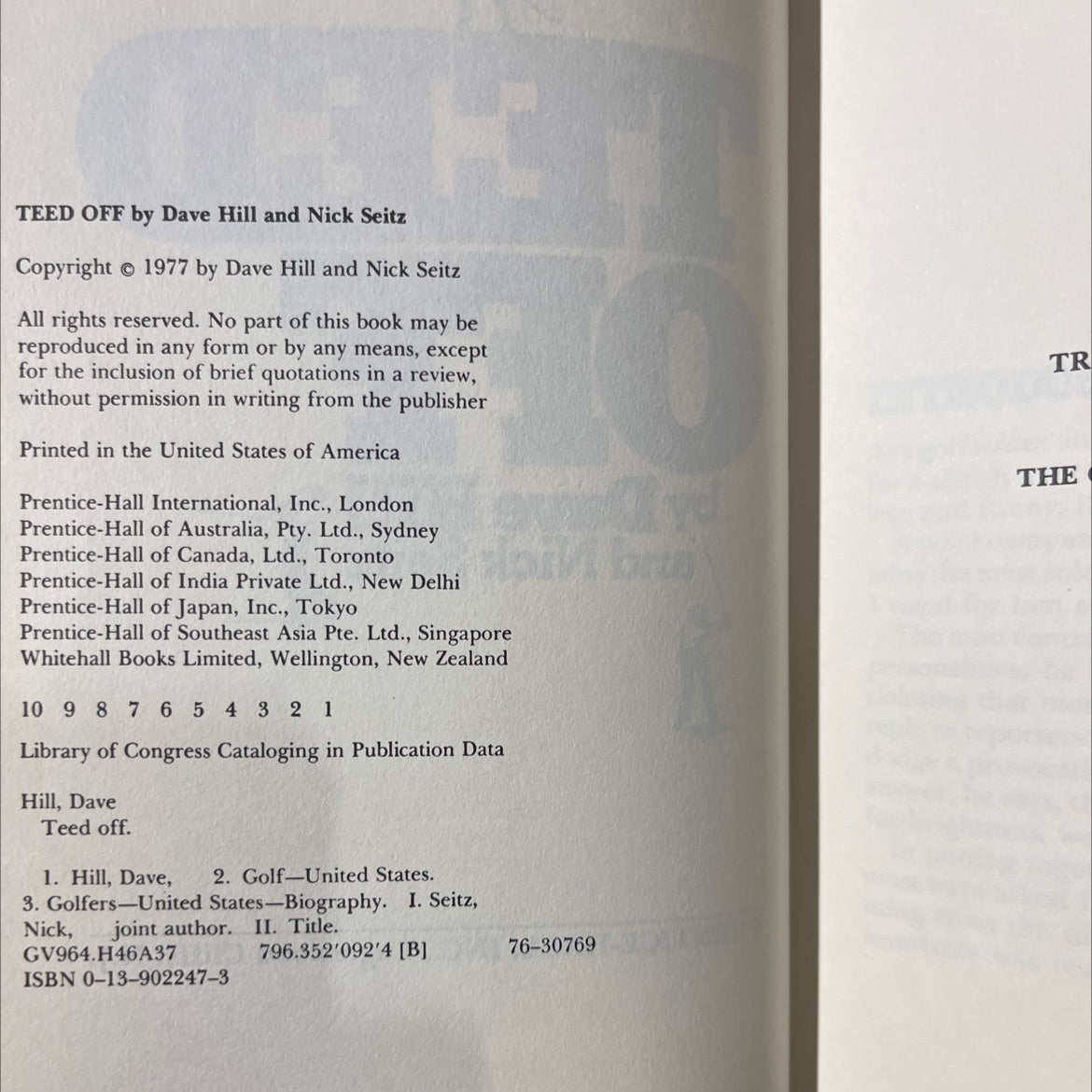 teed off book, by Dave Hill and Nick Seitz, 1977 Hardcover image 3