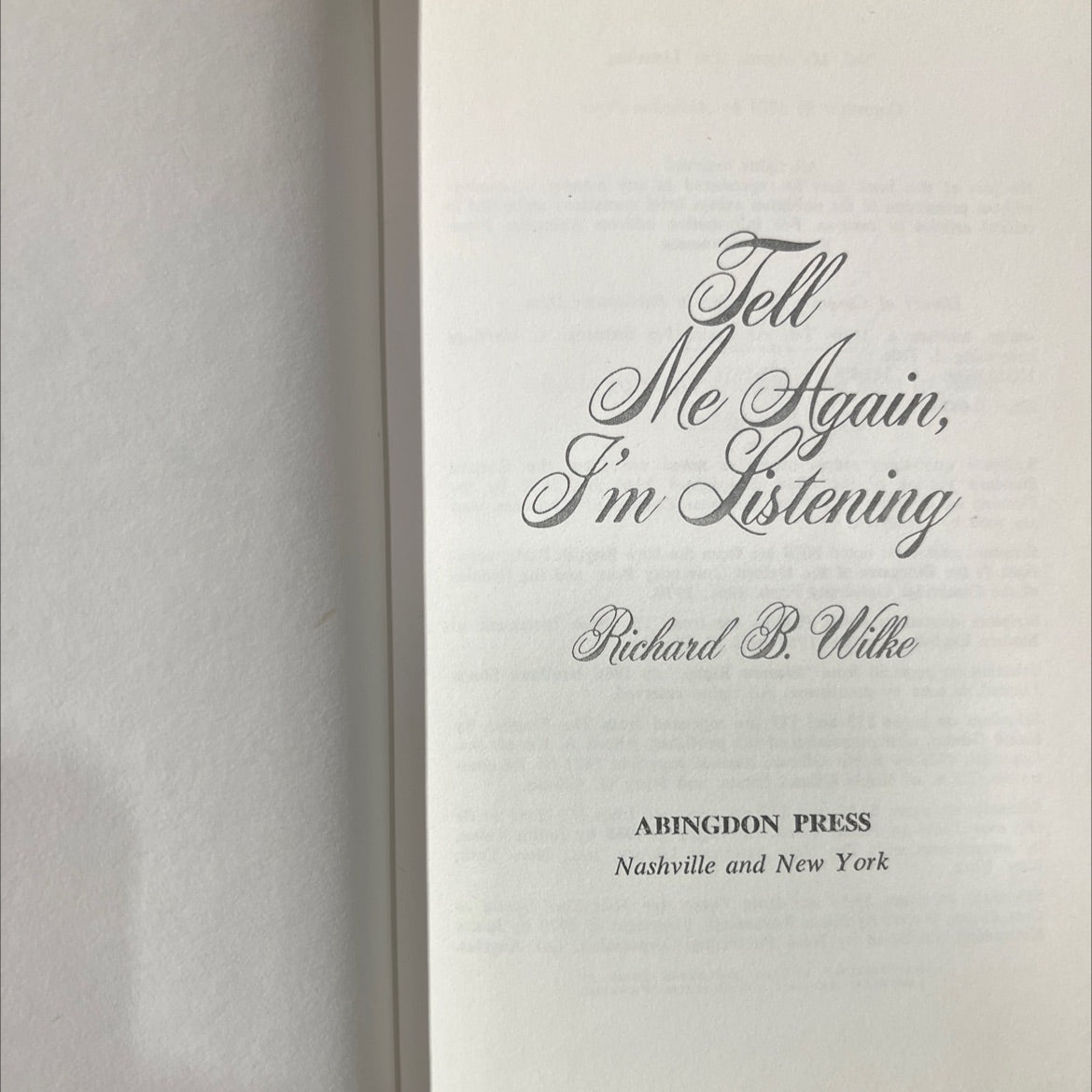 tell me again, i'm listening book, by richard b. wilke, 1973 Hardcover image 2