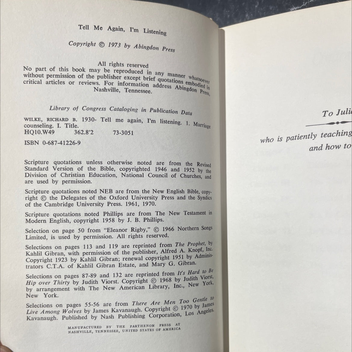 tell me again, i'm listening book, by richard b. wilke, 1973 Hardcover image 3