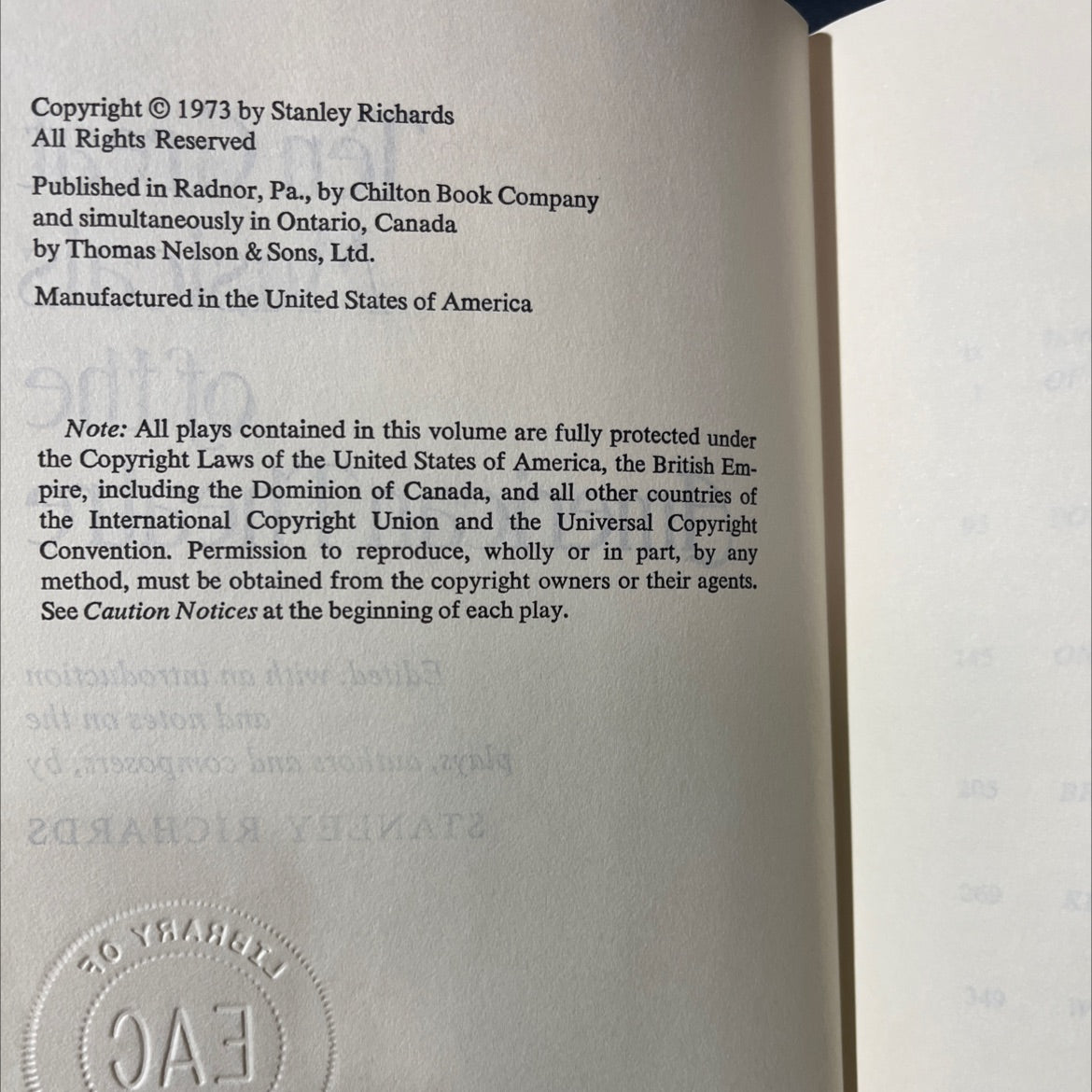 ten great musicals of the american theatre book, by stanley richards, 1973 Hardcover image 3