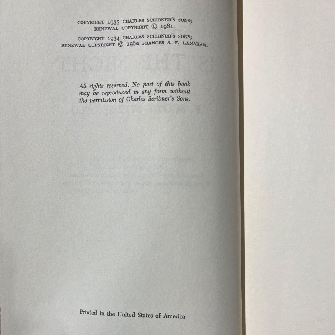 tender is the night book, by f. scott fitzgerald, 1962 Hardcover image 3