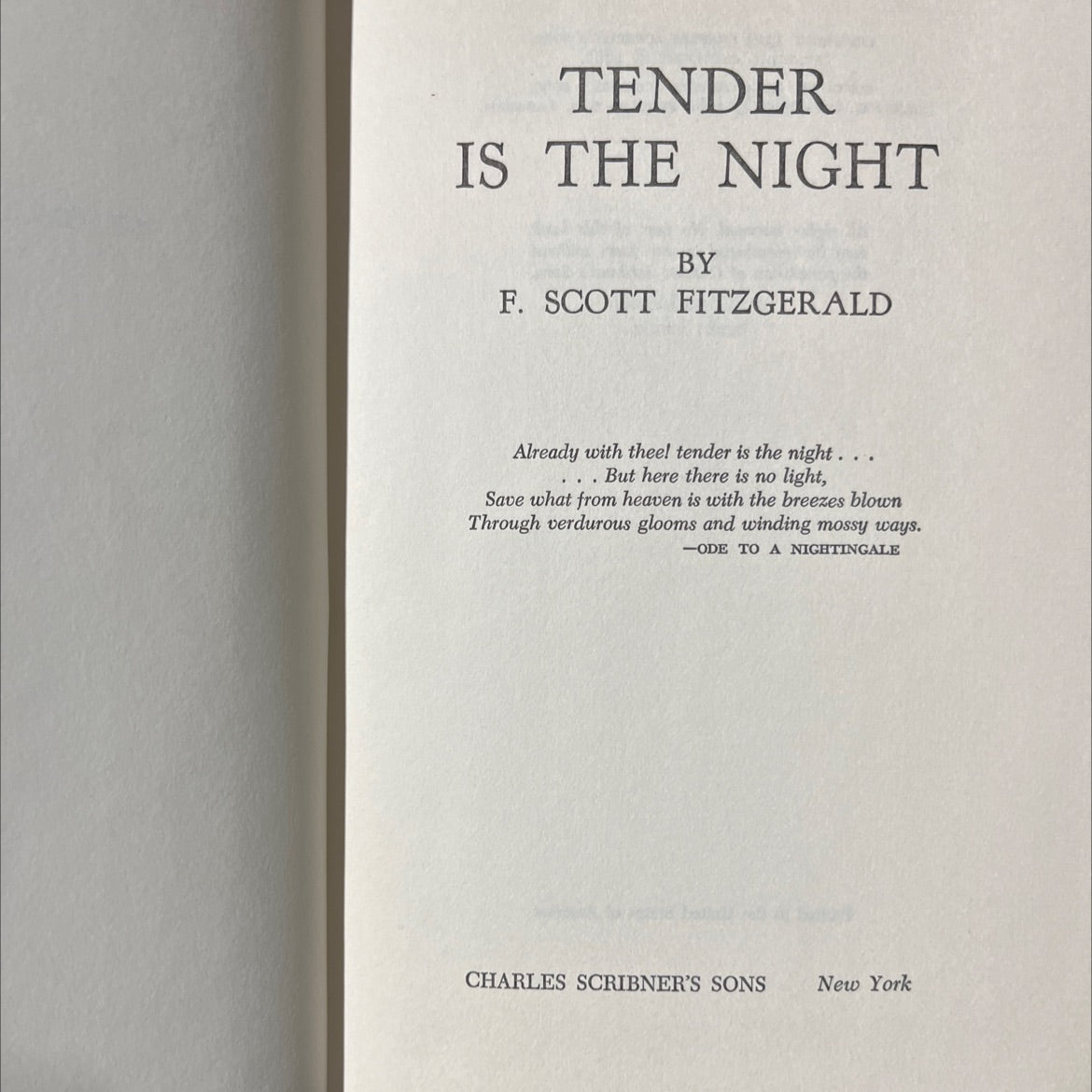 tender is the night book, by f. scott fitzgerald, 1962 Hardcover image 2