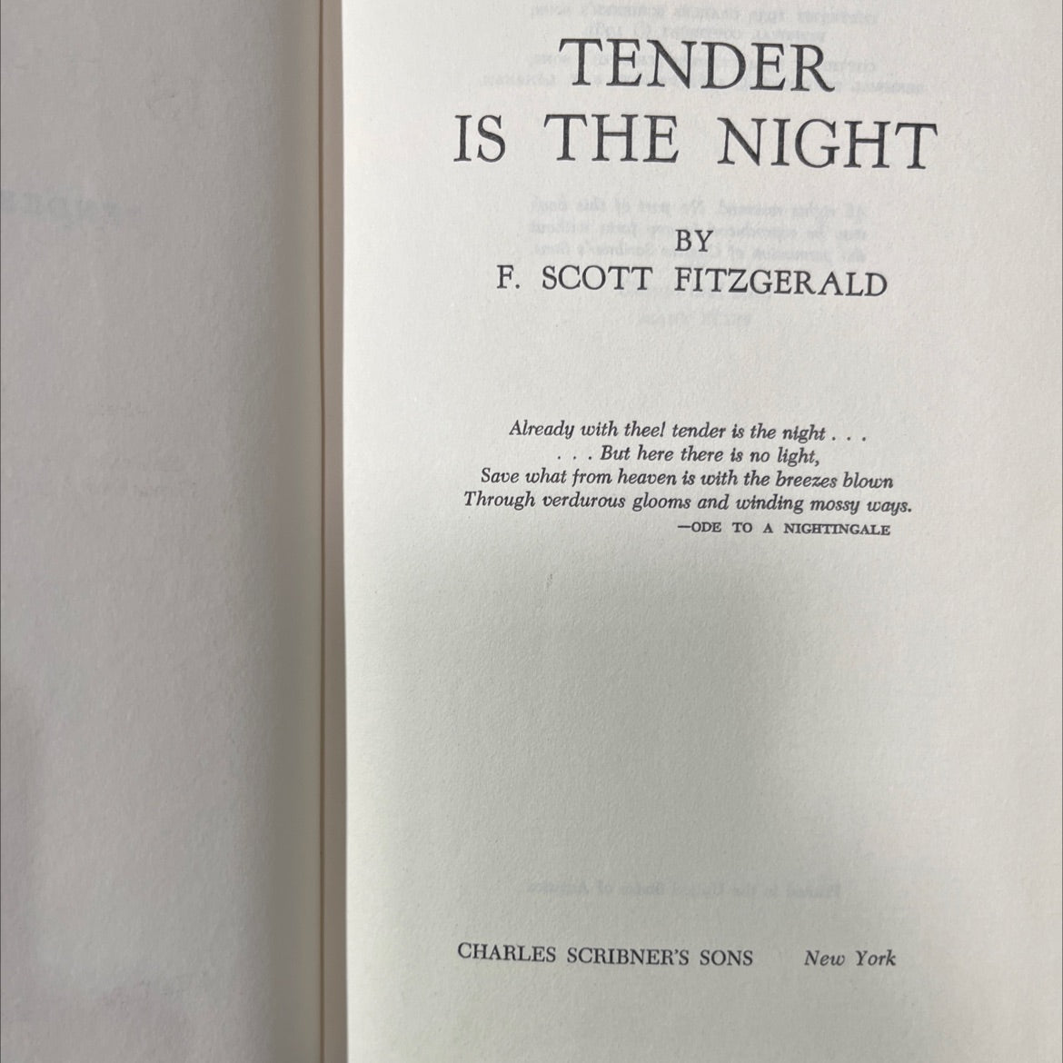 tender is the night book, by f. scott fitzgerald, 1962 Hardcover image 2