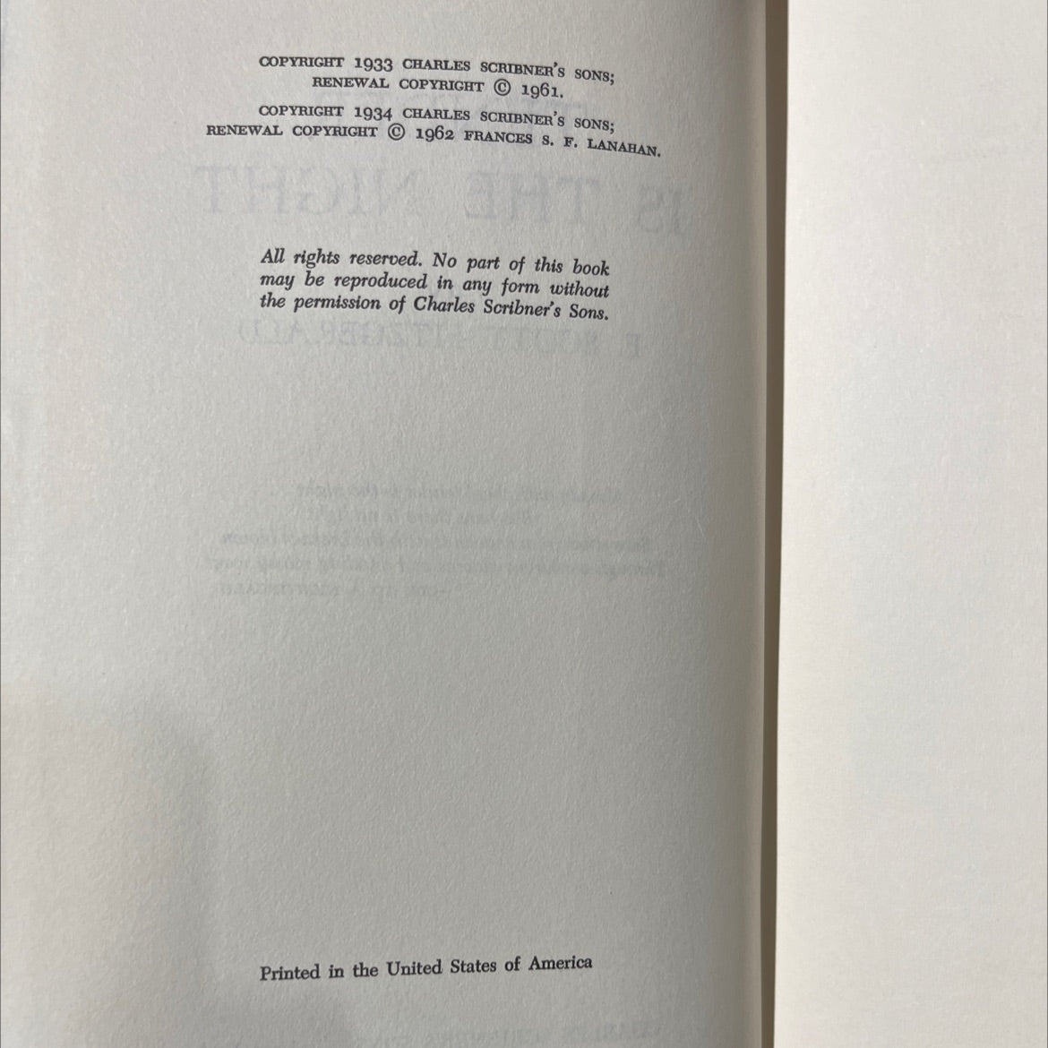 tender is the night book, by f. scott fitzgerald, 1962 Hardcover image 3