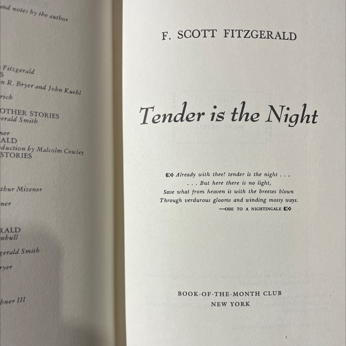 tender is the night book, by f. scott fitzgerald, 2000 Hardcover image 2