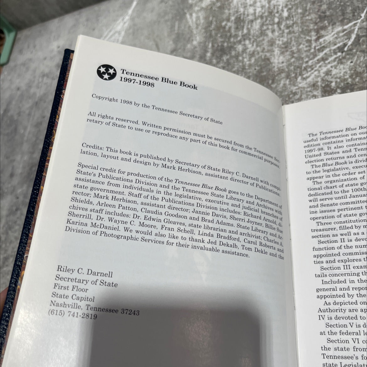 tennessee blue book 1997-1998 book, by riley c. darnell, 1998 Hardcover image 3