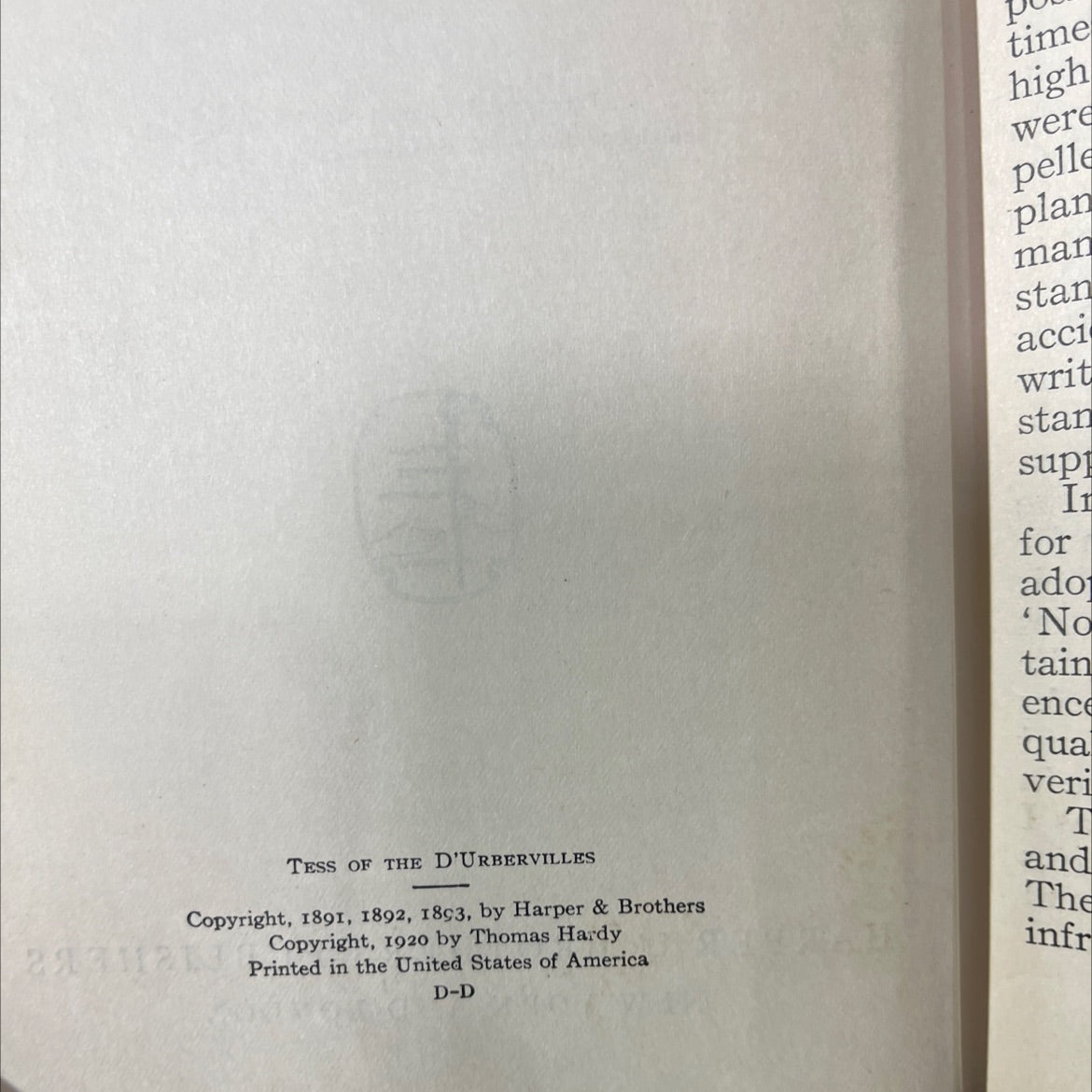 tess of the d'urbervilles book, by thomas hardy, 1920 Hardcover image 3