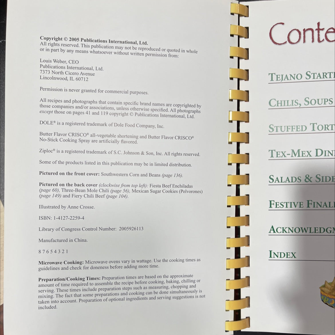 tex-mex recipes book, by unknown, 2005 Hardcover image 3