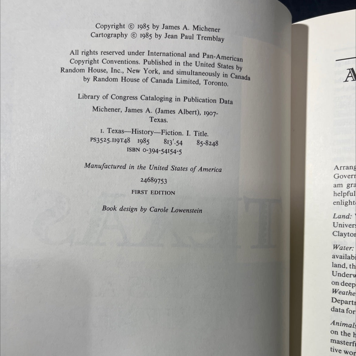 texas book, by james a. michener, 1985 Hardcover image 3