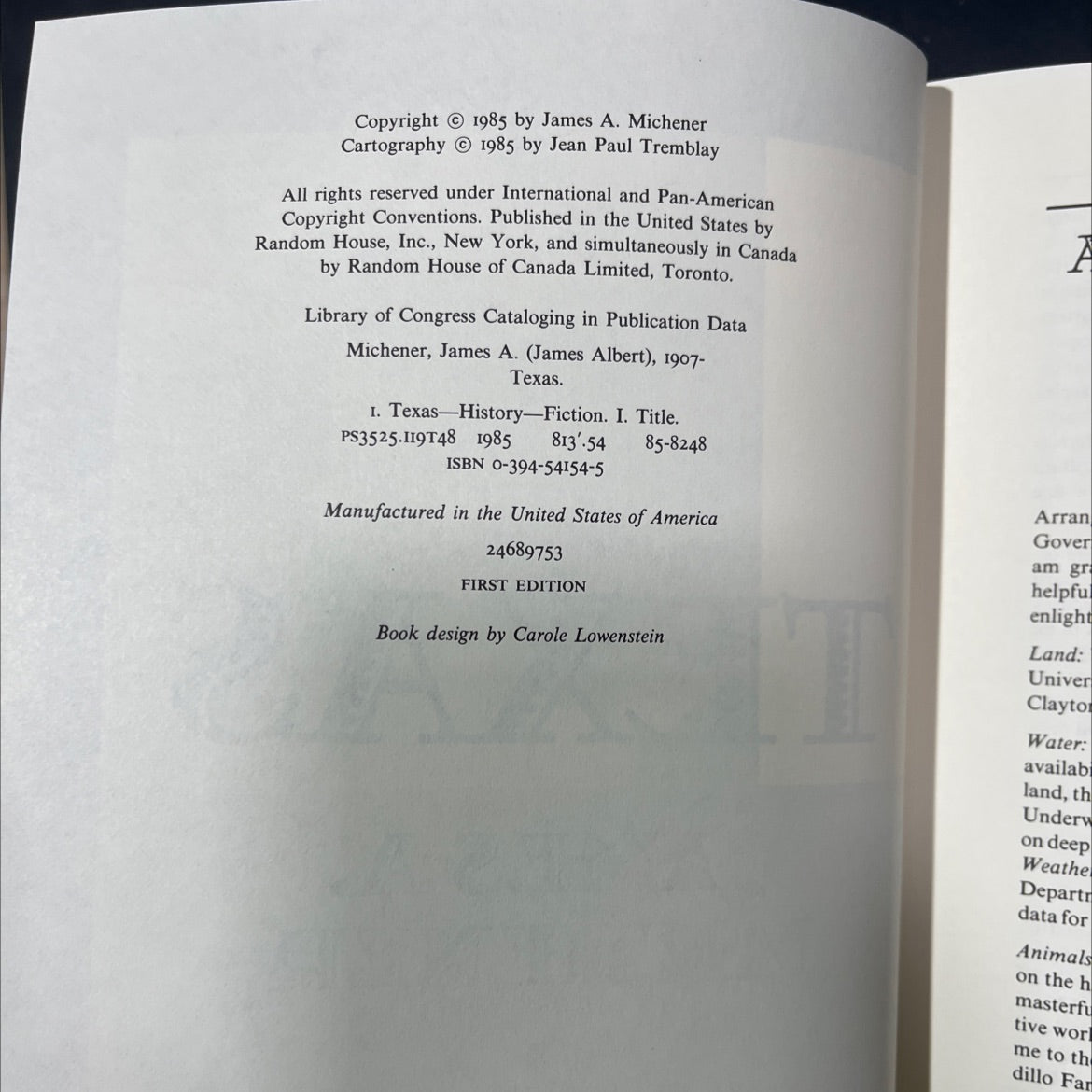 texas book, by james a. michener, 1985 Hardcover image 3
