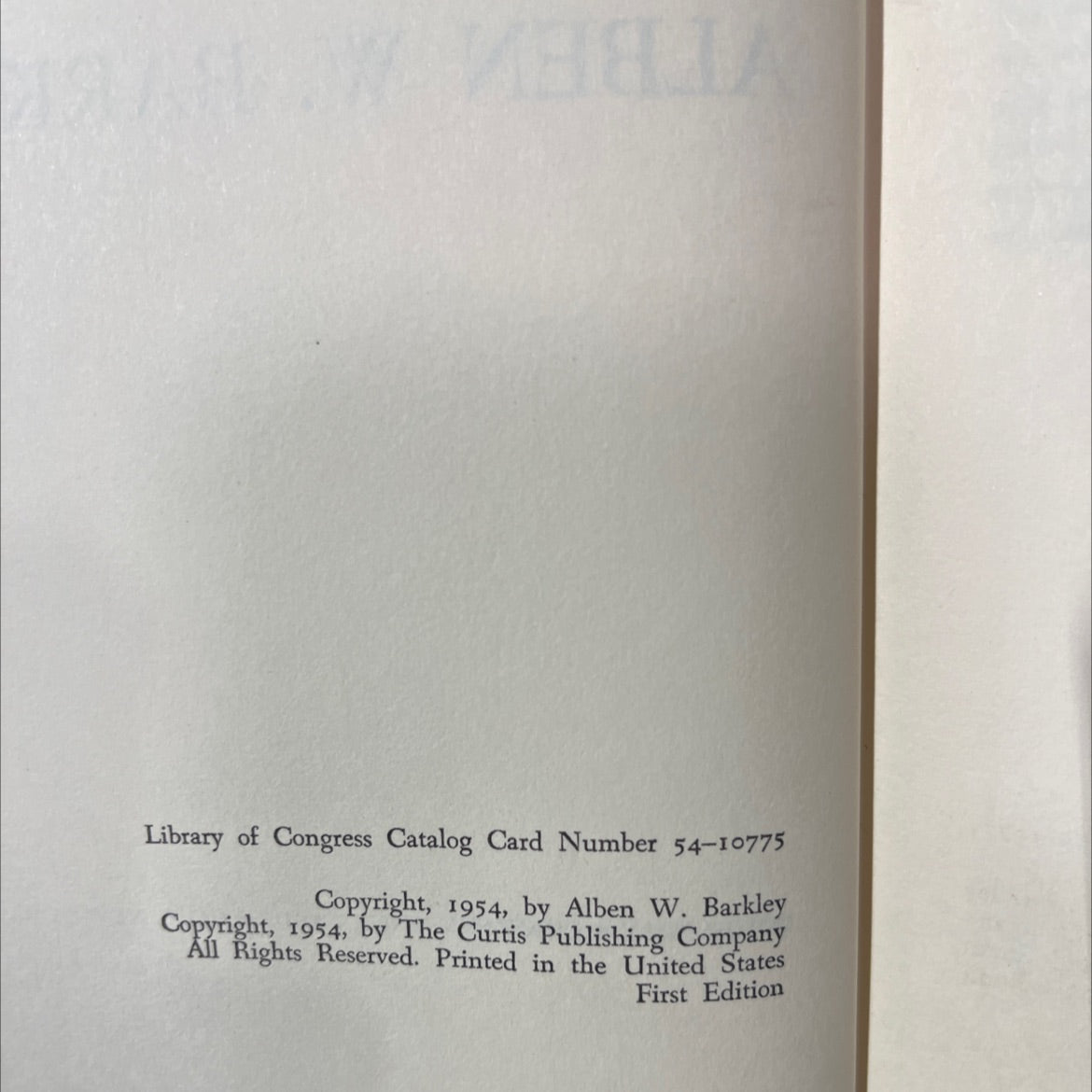 that reminds me book, by alben w. barkley, 1954 Hardcover image 3