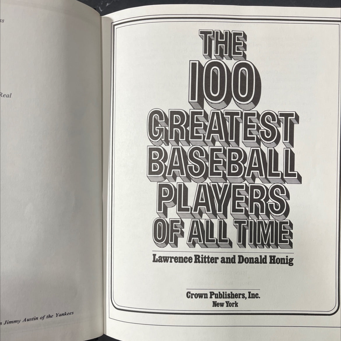 the 100 greatest baseball players of all time book, by Lawrence Ritter and Donald Honig, 1981 Hardcover image 2