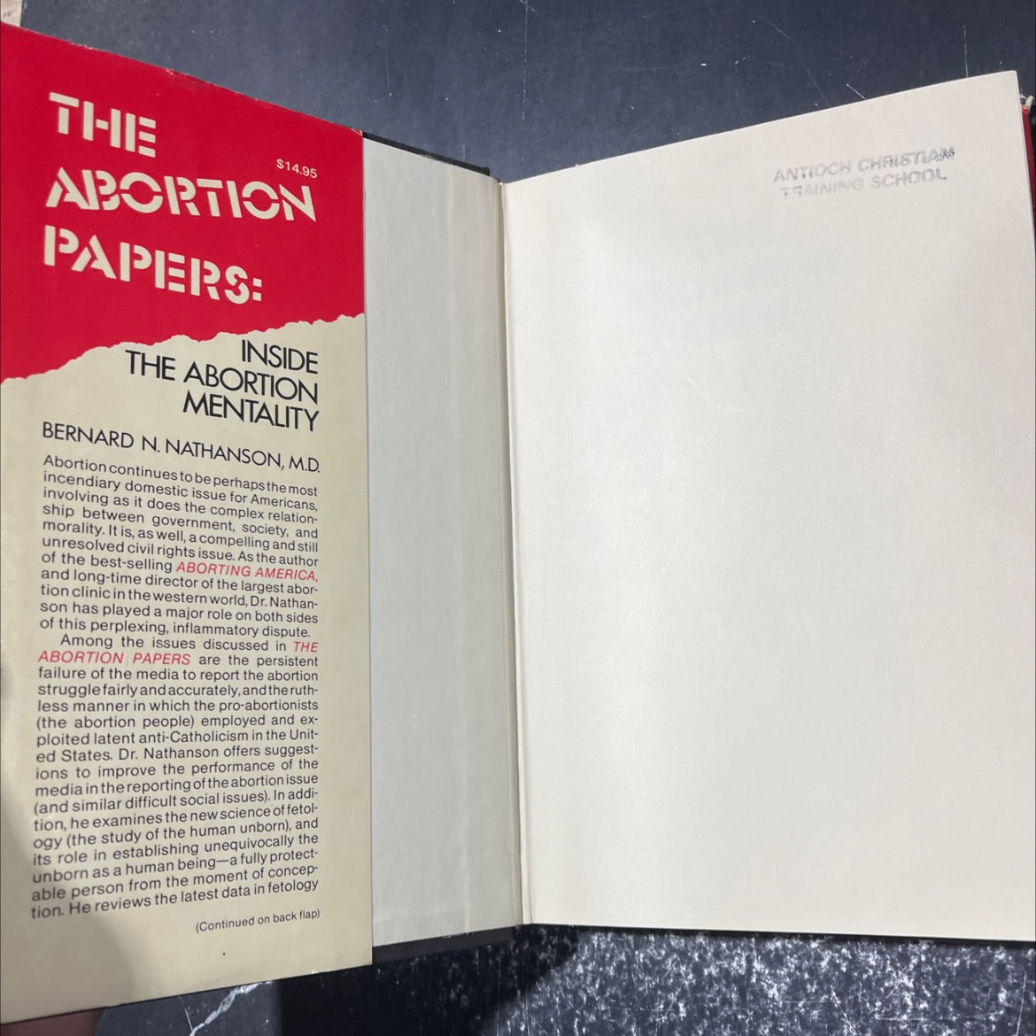 the abortion papers book, by Bernard N. Nathanson, M.D., 1983 Hardcover image 4