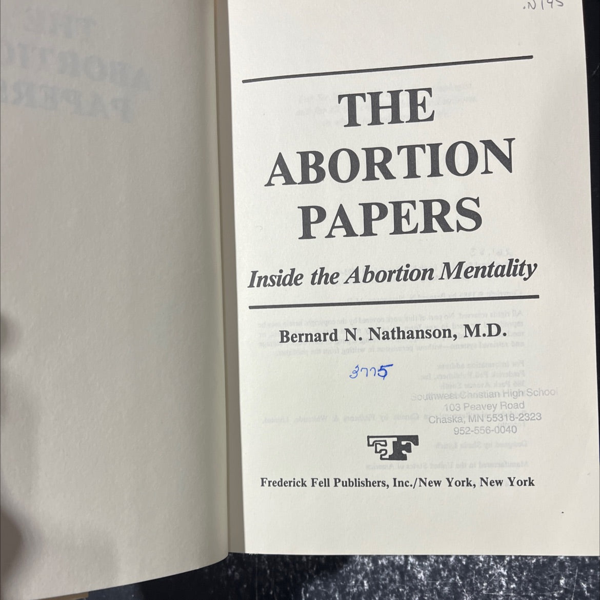 the abortion papers book, by Bernard N. Nathanson, M.D., 1983 Hardcover image 2