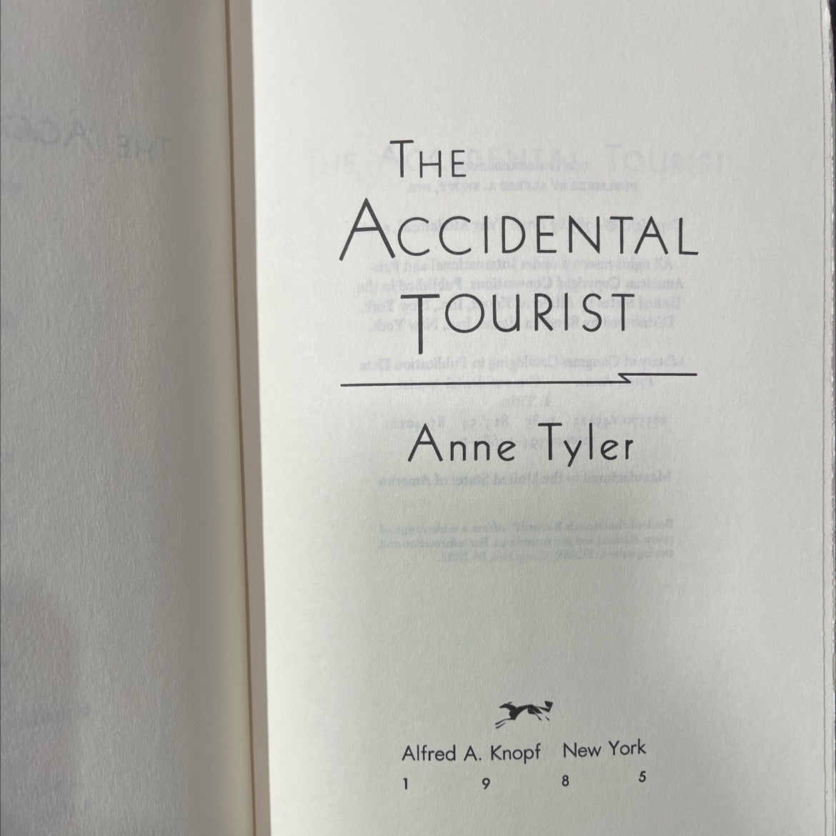 the accidental tourist book, by Anne Tyler, 1985 Hardcover image 2