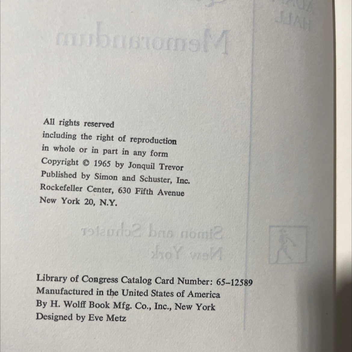 the adam quiller hall memorandum book, by Jonquil Trevor, 1965 Hardcover image 3