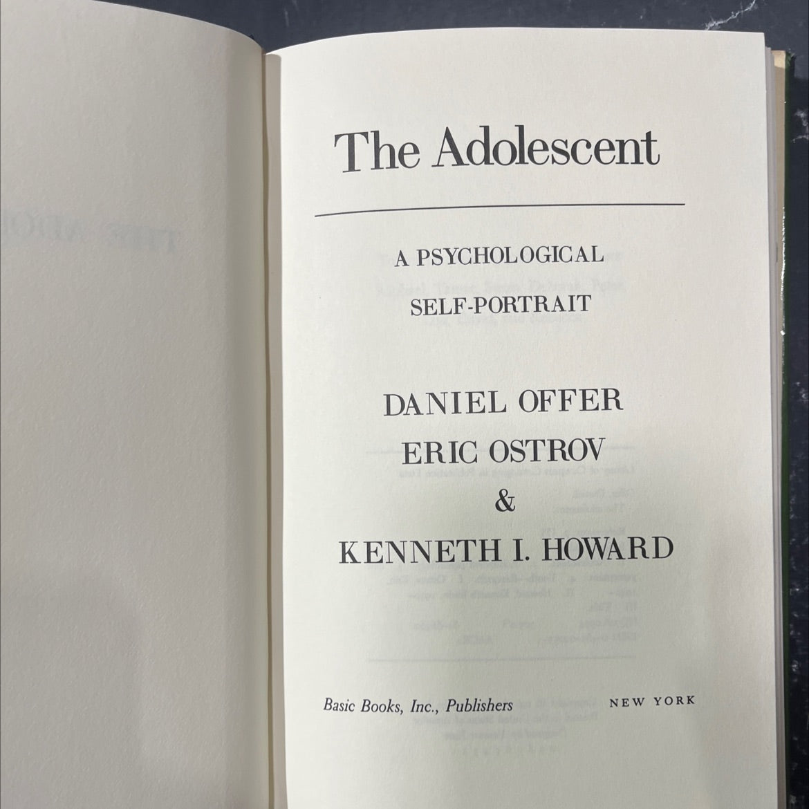 the adolescent a psychological self-portrait book, by daniel offer, eric ostrov, kenneth i. howard, 1981 Hardcover image 2