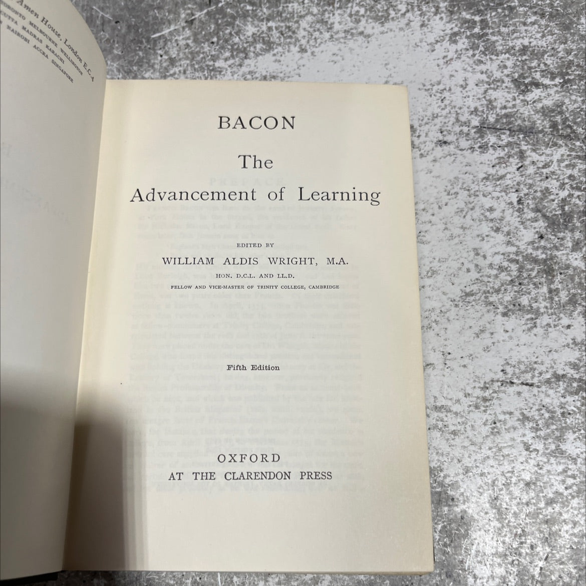 the advancement of learning book, by francis bacon, 1957 Hardcover image 2