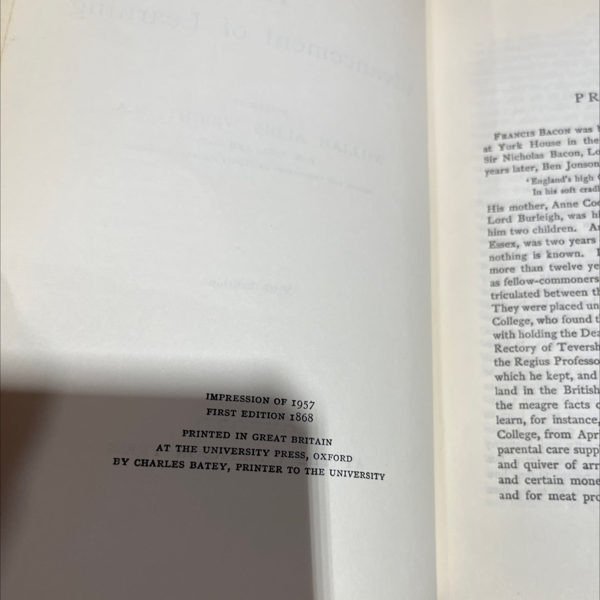 the advancement of learning book, by francis bacon, 1957 Hardcover image 3