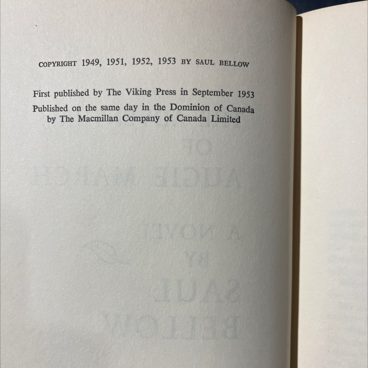 the adventures of augie march book, by saul bellow, 1953 Hardcover image 3